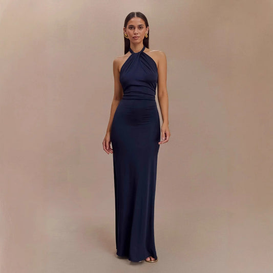 Sexy Sleeveless Slim Waist Halter Sheath Dress